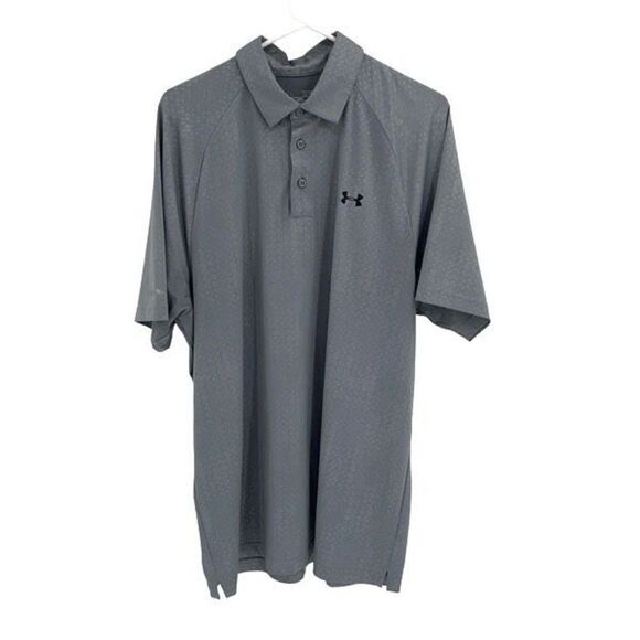 Under Armour Mens Loose Heat Gear Geometric ColdBlack Golf Polo Shirt Gray XL - Picture 1 of 7